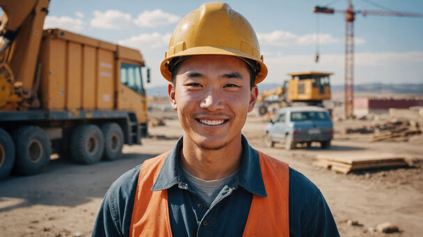 Junger Mann auf Baustelle