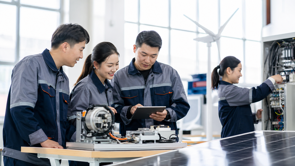 mutmaßlich mongolische Auszubildende bei der Arbeit