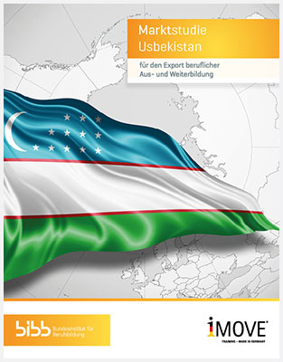 Titelbild der Marktstudie mit wehender Nationalflagge Usbekistan